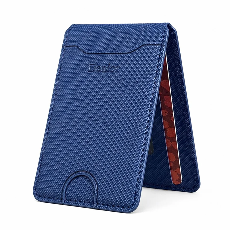 DENIOR V27 Magnetisk Kortlomme til iPhone 17e / Air / 17 / 17 Pro / 17 Pro Max / 16e / 16 Pro Max / 16 Pro / 16 Plus / 16 Foldbar Holder - Blå