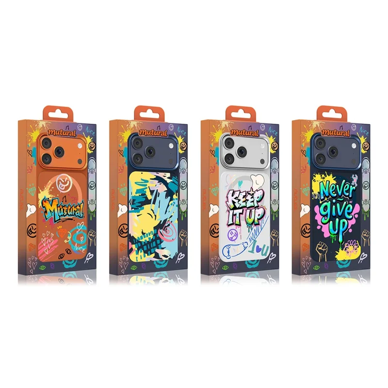 MUTURAL For iPhone 17 Pro Max Magnetic Case Graffiti Art Liquid Silicone + Glass + PC Shockproof Phone Cover - Abstract Blue