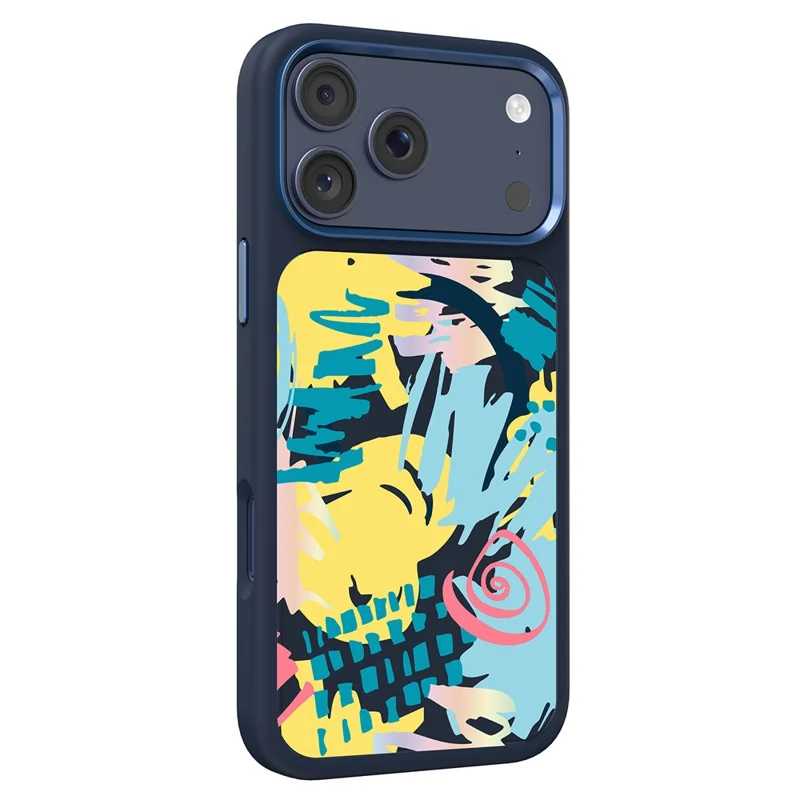 MUTURAL For iPhone 17 Pro Magnetic Case Graffiti Art Liquid Silicone + Glass + PC Shockproof Phone Cover - Abstract Blue