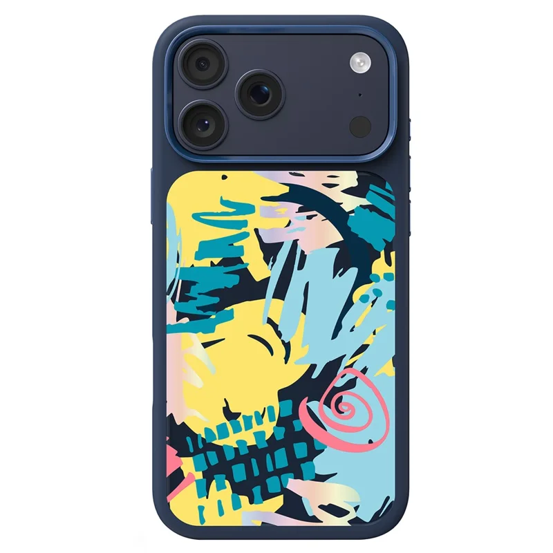 MUTURAL For iPhone 17 Pro Magnetic Case Graffiti Art Liquid Silicone + Glass + PC Shockproof Phone Cover - Abstract Blue