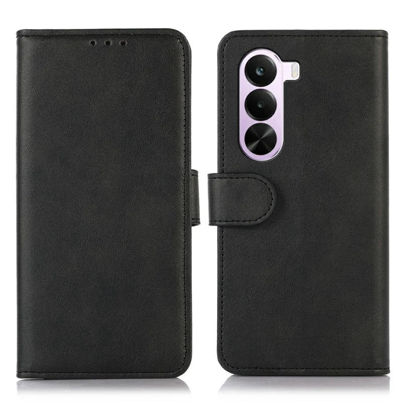 Telefoonhoesje met portemonnee en standaard voor OnePlus Nord CE6 Lite 5G - Leer met koeienhuidstructuur - Zwart