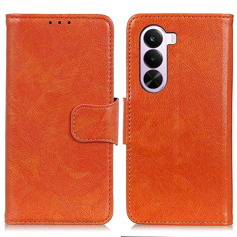 Funda de Teléfono con Cartera de Cuero Napa para OnePlus Nord CE6 Lite 5G, Textura de Cuero Partido - Naranja