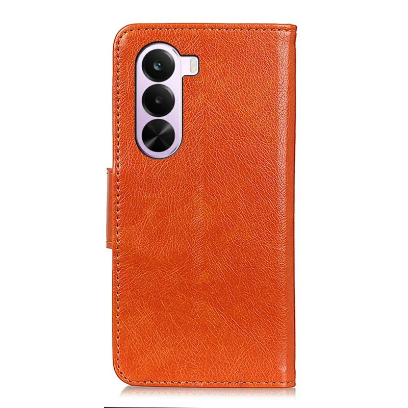Funda de Teléfono con Cartera de Cuero Napa para OnePlus Nord CE6 Lite 5G, Textura de Cuero Partido - Naranja