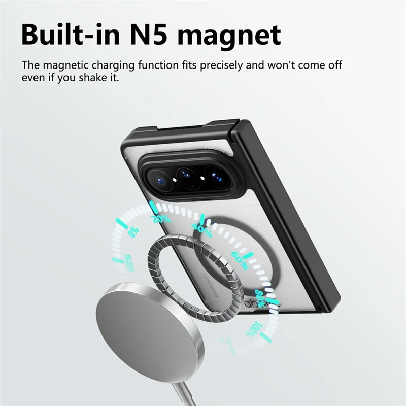 ABEEL til Huawei Pura X Max Matt Magnetisk Hylster med Sovebeskyttelse Skockbestandig TPU + PC Dæksel - Sort