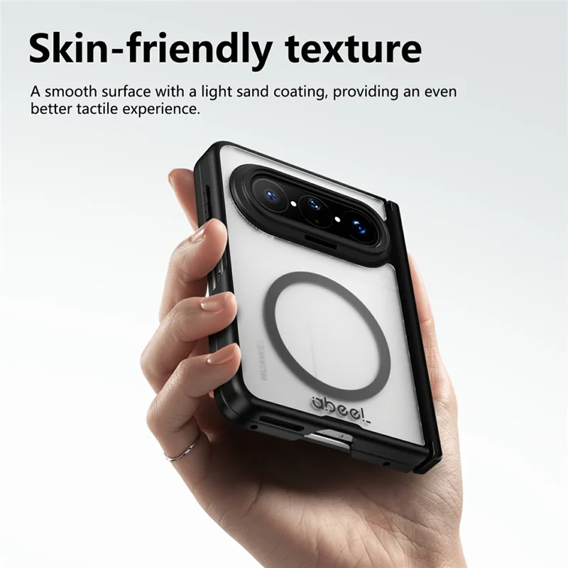 ABEEL til Huawei Pura X Max Matt Magnetisk Hylster med Sovebeskyttelse Skockbestandig TPU + PC Dæksel - Sort