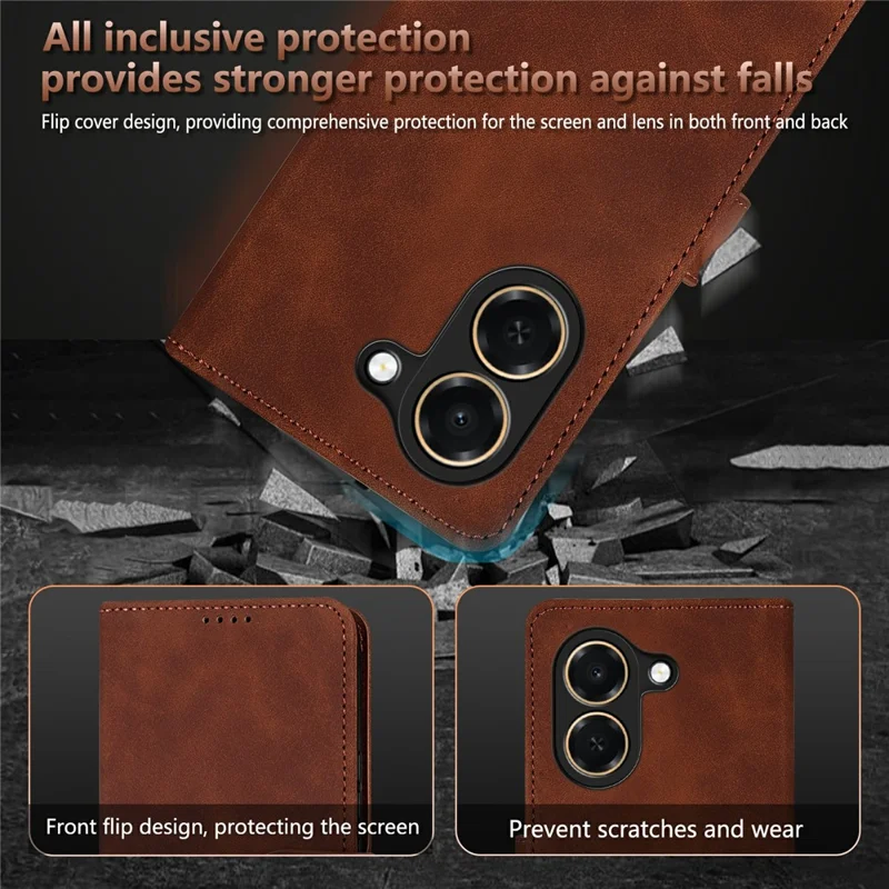 AZNS Funda para Honor Play 80 Plus 5G de Cuero PU, Funda con Cartera - Marrón