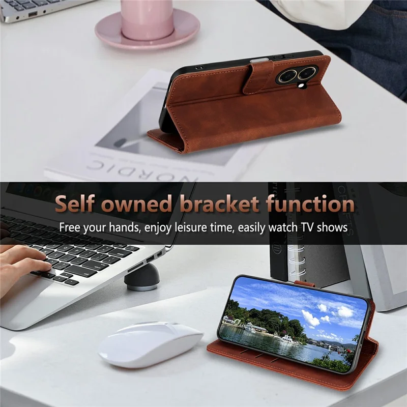 AZNS Funda para Honor Play 80 Plus 5G de Cuero PU, Funda con Cartera - Marrón