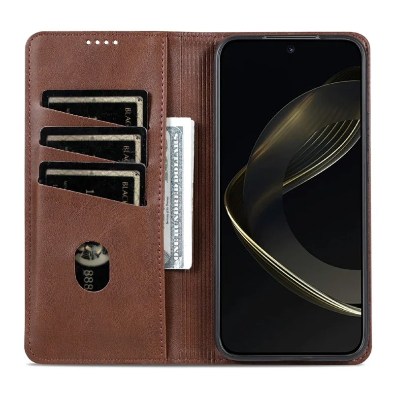 AZNS لـ Honor Play 80 Plus 5G غطاء جلد PU بنسيج الجلد الطبيعي مع محفظة لهاتف - كوفي
