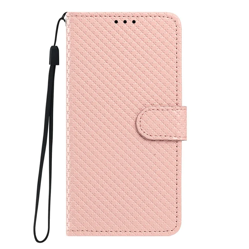Flip-Handytasche für iPhone 16 mit Geldbörse, Diamant-Textur, Ledertasche mit Ständer und Handschlaufe – Rosa