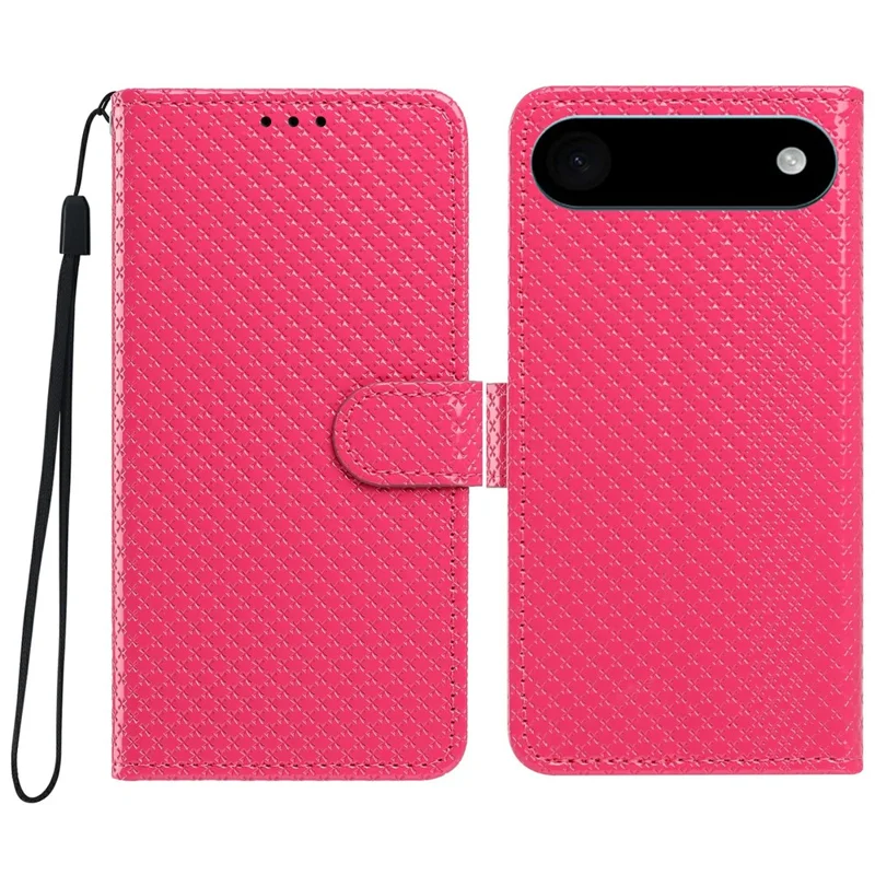 Für iPhone Air Geldbörse Hülle Diamant-Textur Leder Stand-Flip-Handyhülle mit Handschlaufe - Rose