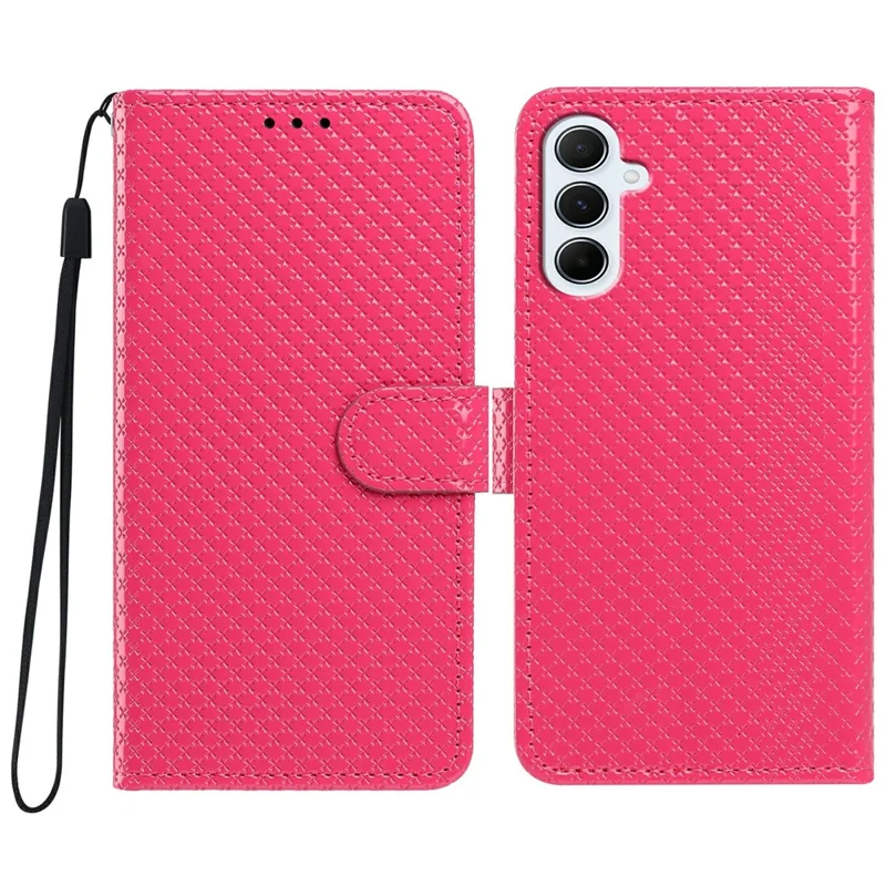 Fodral för Samsung Galaxy A37 5G med plånbok och ställfunktion i läder med diamantstruktur - Rosa