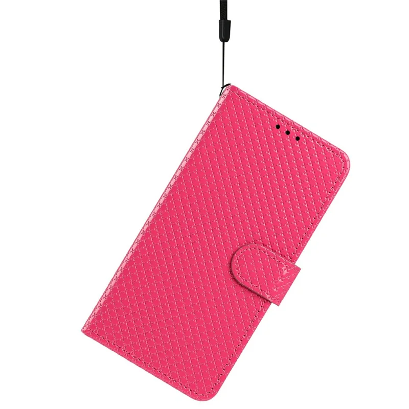 For Samsung Galaxy A56 5G Wallet Case Diamond Texture Leather Stand Flip Phone Cover with Wrist Strap - Rose