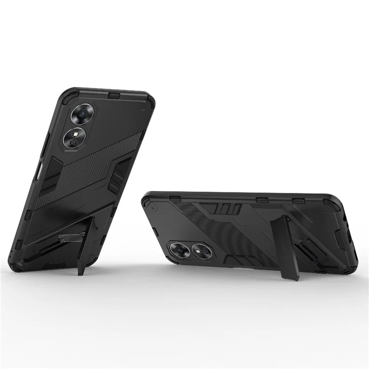 Custodia antiurto in PC rigido e TPU morbido per Oppo A17 4G, custodia protettiva per telefono con supporto - Nera