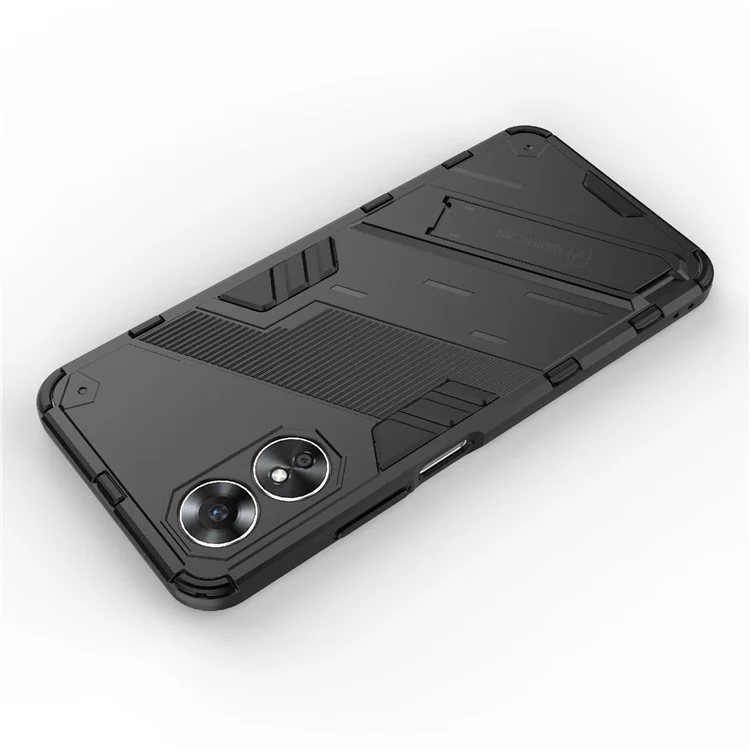 Custodia antiurto in PC rigido e TPU morbido per Oppo A17 4G, custodia protettiva per telefono con supporto - Nera