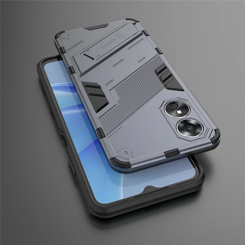 Twarda obudowa PC i miękka TPU odporna na wstrząsy dla Oppo A17 4G, ochronna obudowa z podstawką przeciwwypadkową - Szara