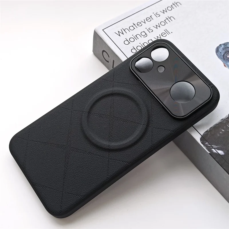 Cover Magnetico per Xiaomi Redmi K90 Max 5G con Tagli Precisi, Copertura in Pelle PU X-Pattern, PC e TPU - Nero