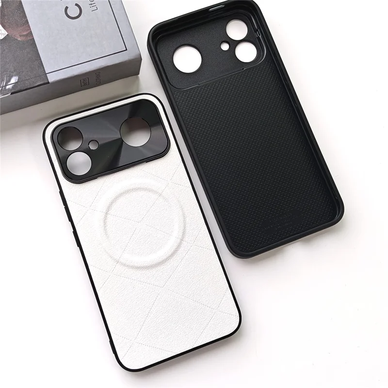 Cover Magnetico per Xiaomi Redmi K90 Max 5G con Tagli Precisi, Copertura in Pelle PU X-Pattern, PC e TPU - Nero