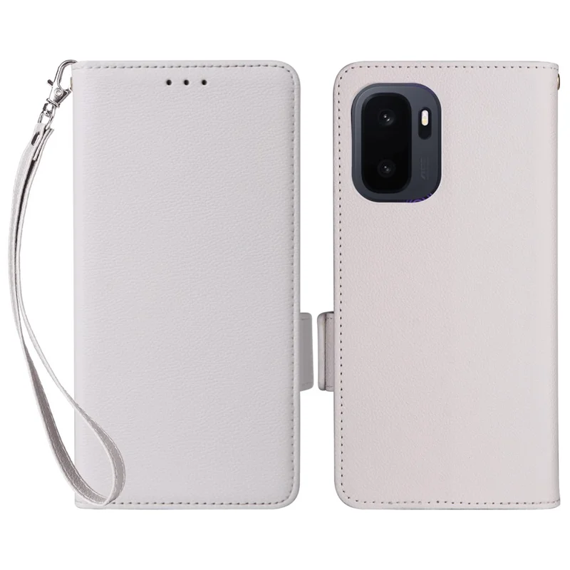Coque pour OnePlus Ace 6 Ultra 5G, coque portefeuille en cuir texturé type peau de crocodile avec dragonne - Blanc