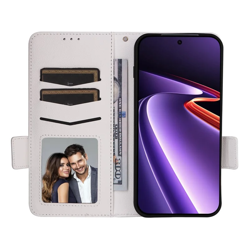 Coque pour OnePlus Ace 6 Ultra 5G, coque portefeuille en cuir texturé type peau de crocodile avec dragonne - Blanc