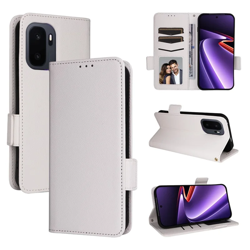 Coque pour OnePlus Ace 6 Ultra 5G, coque portefeuille en cuir texturé type peau de crocodile avec dragonne - Blanc