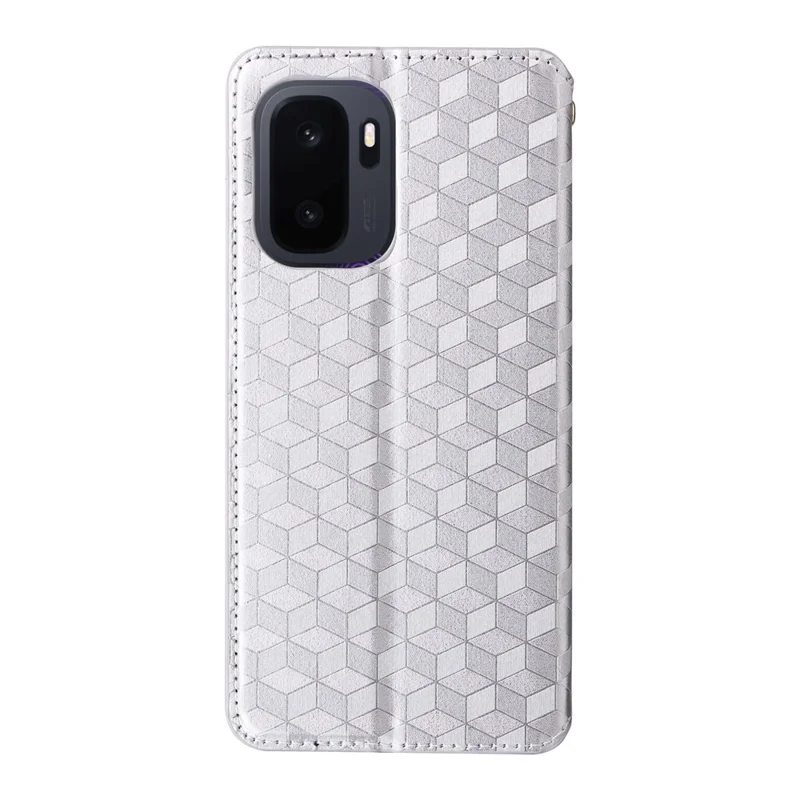 Coque portefeuille pour OnePlus Ace 6 Ultra 5G, housse en cuir PU avec motif losange imprimé - Argent