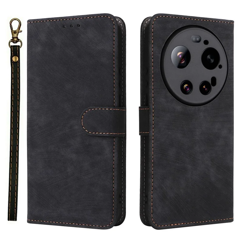 For Xiaomi 17 Ultra 5G  /  17 Ultra by Leica Case Wallet RFID Blocking PU Leather Phone Cover Stand with Strap - Black