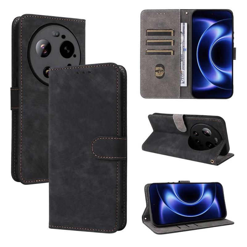 For Xiaomi 17 Ultra 5G  /  17 Ultra by Leica Case Wallet RFID Blocking PU Leather Phone Cover Stand with Strap - Black