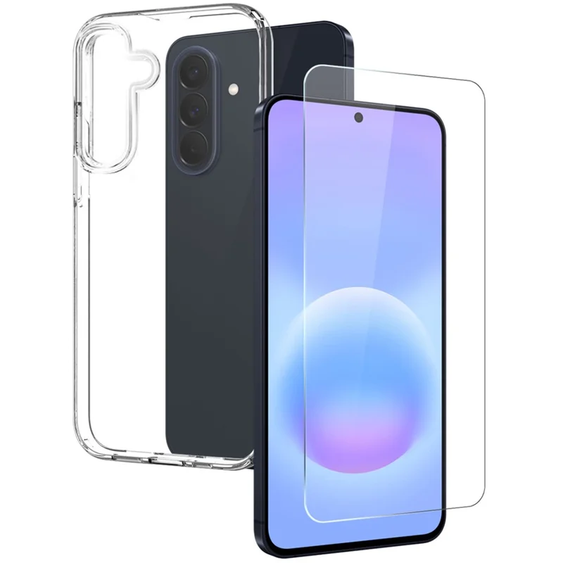NORTHJO For Samsung Galaxy A57 5G Case Soft TPU Clear Phone Cover with Tempered Glass Screen Protector - Transparent