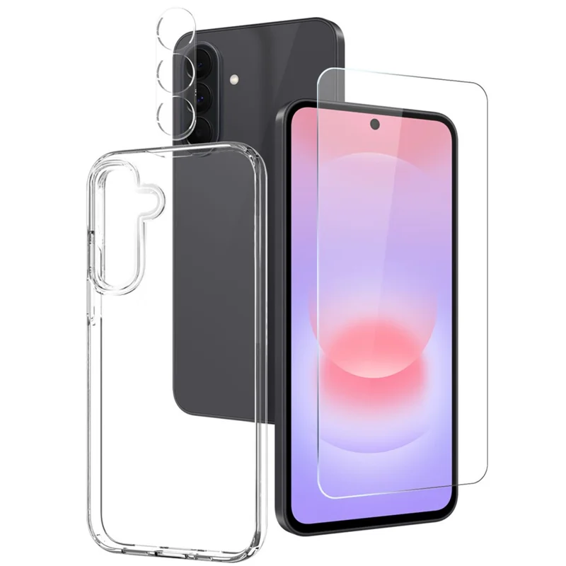 NORTHJO para Samsung Galaxy A27 Conjunto de Capa de Telemóvel TPU com Protetor de Ecrã Frontal + Filme da Lente - Transparente
