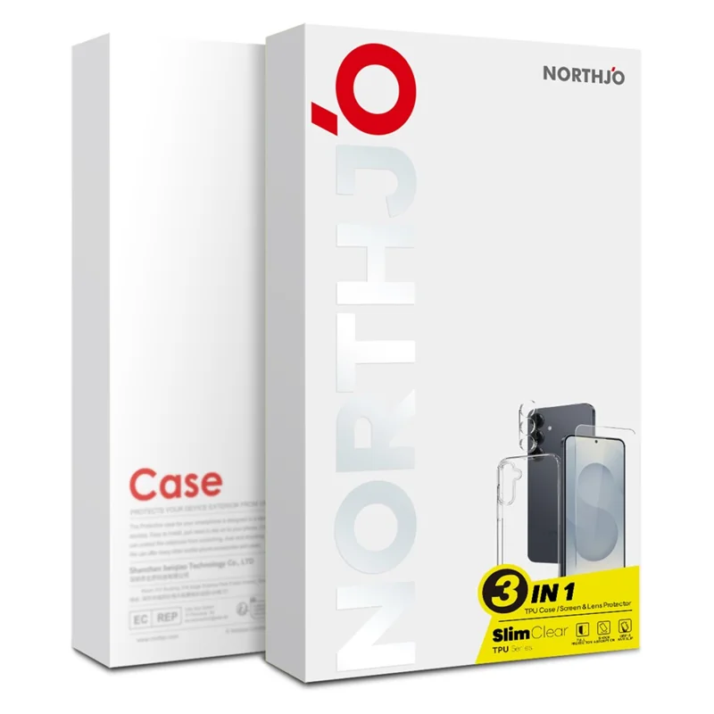 NORTHJO para Samsung Galaxy A27 Conjunto de Capa de Telemóvel TPU com Protetor de Ecrã Frontal + Filme da Lente - Transparente