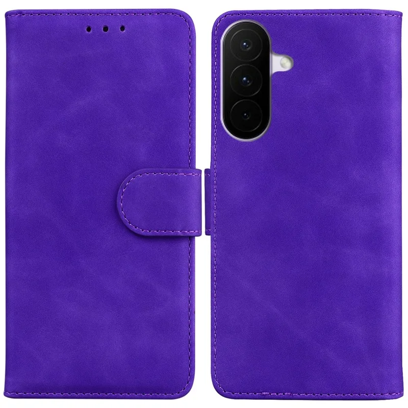 Funda para Samsung Galaxy A27, carcasa de cuero de color sólido con billetera - Morado
