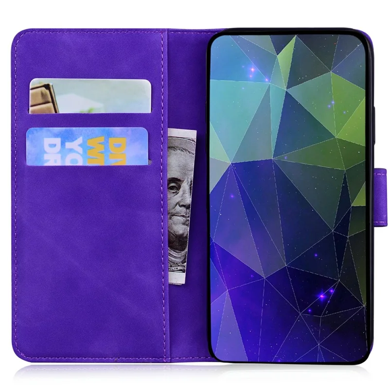 Funda para Samsung Galaxy A27, carcasa de cuero de color sólido con billetera - Morado