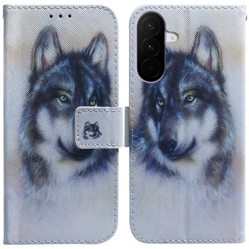 Voor Samsung Galaxy A27 Wallet Case Patroonprint Leren Telefoonhoes - Wolf