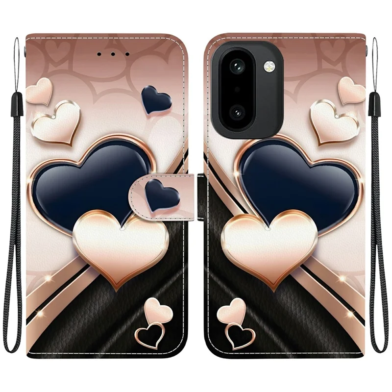 Leather Case for OnePlus Ace 6 5G / Ace 6T 5G / 15R 5G Stand Wallet Pattern Printing Phone Cover with Wrist Strap - Love
