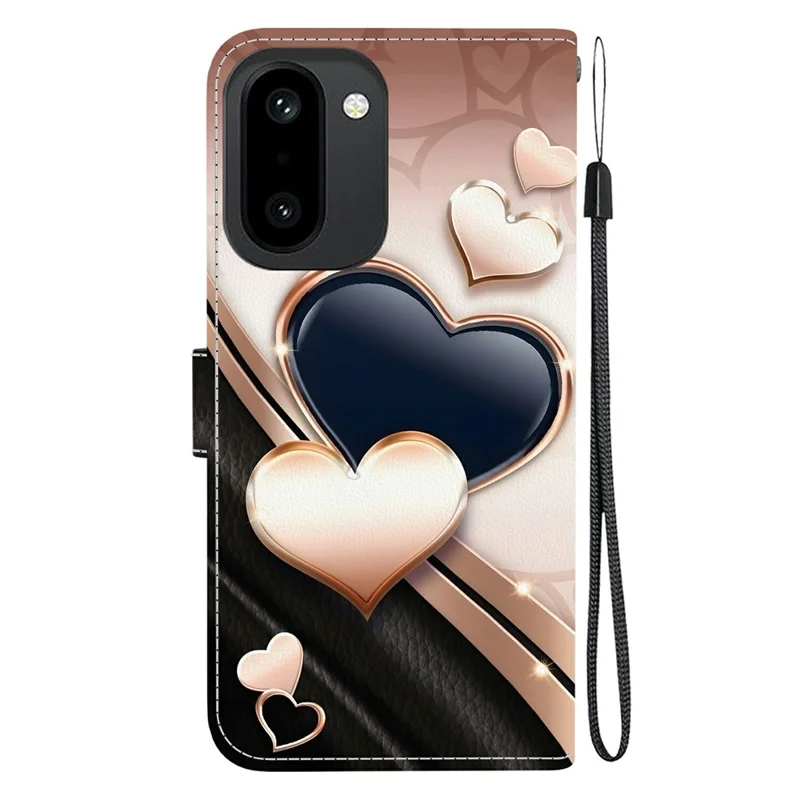 Leather Case for OnePlus Ace 6 5G / Ace 6T 5G / 15R 5G Stand Wallet Pattern Printing Phone Cover with Wrist Strap - Love