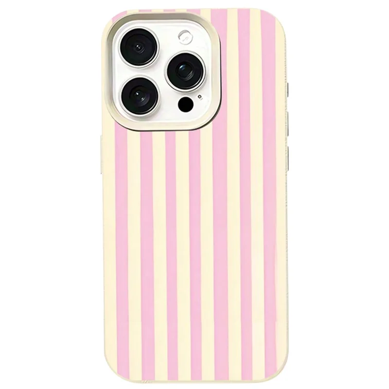 للهاتف iPhone 11 غطاء بخطوط عمودية من مادة TPU رفيع وواقٍ - أصفر + وردي