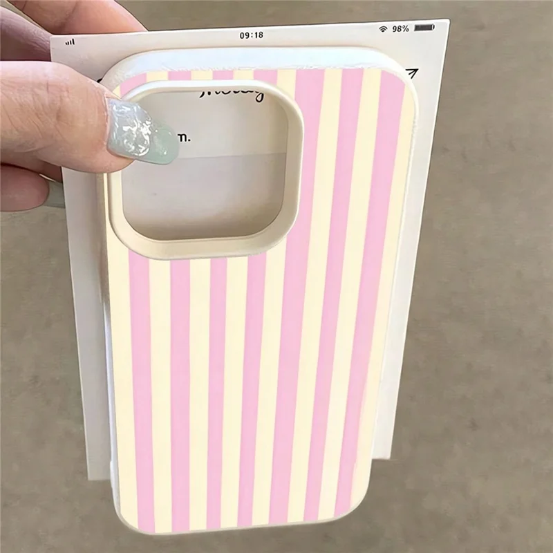للهاتف iPhone 11 غطاء بخطوط عمودية من مادة TPU رفيع وواقٍ - أصفر + وردي