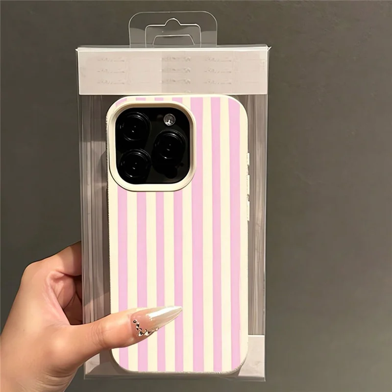 للهاتف iPhone 11 غطاء بخطوط عمودية من مادة TPU رفيع وواقٍ - أصفر + وردي