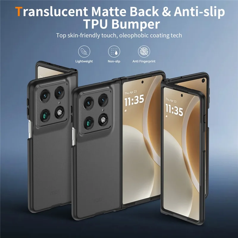 Für Motorola Razr Fold 5G Transluzenter Case Anti-Fingerprint Stoßfest TPU PC Schutzhülle - Grau - Schwarz