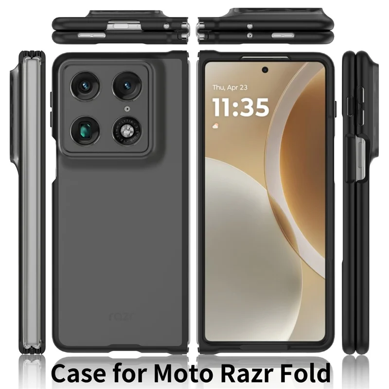 Für Motorola Razr Fold 5G Transluzenter Case Anti-Fingerprint Stoßfest TPU PC Schutzhülle - Grau - Schwarz