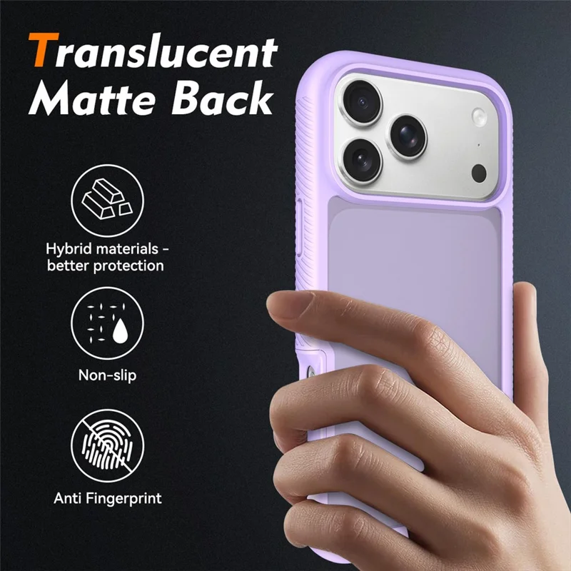 For iPhone 17 Pro Max Case Translucent Matte Anti-Fingerprint PC + TPU 2 in 1 Phone Protective Cover - Purple