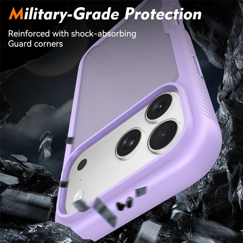 For iPhone 17 Pro Max Case Translucent Matte Anti-Fingerprint PC + TPU 2 in 1 Phone Protective Cover - Purple
