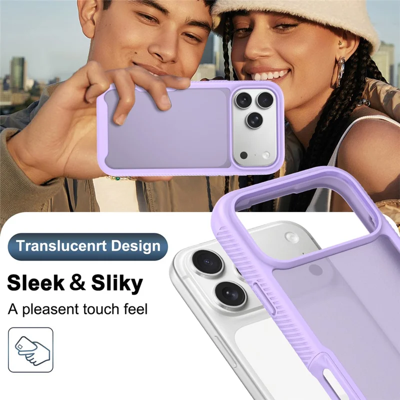For iPhone 17 Pro Max Case Translucent Matte Anti-Fingerprint PC + TPU 2 in 1 Phone Protective Cover - Purple