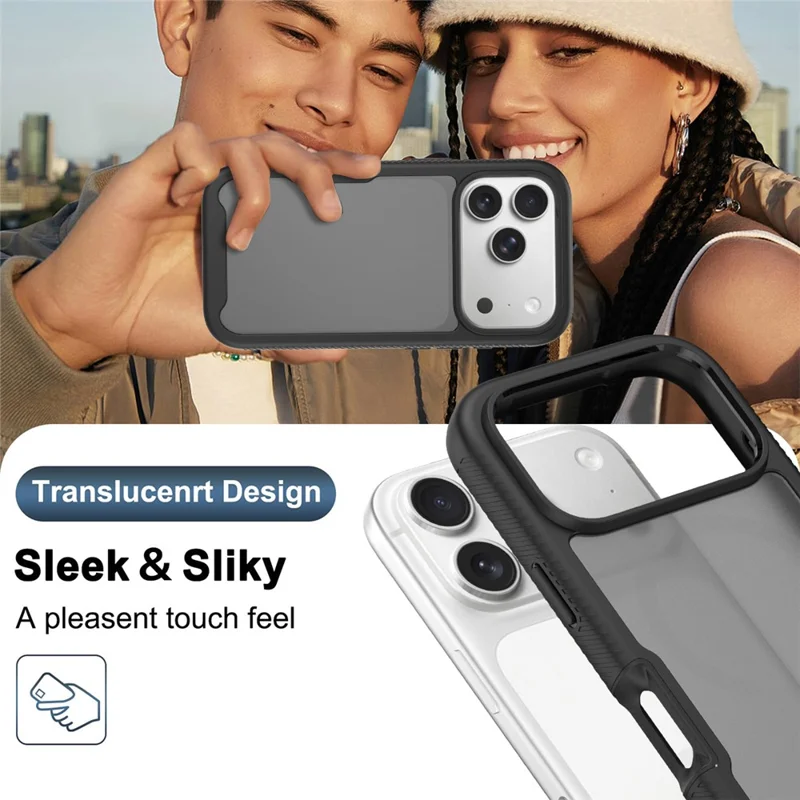 For iPhone 17 Pro Case Translucent Matte Anti-Fingerprint PC + TPU 2 in 1 Phone Protective Cover - Black