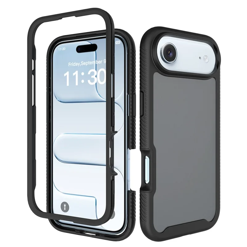 For iPhone Air Case Translucent Matte Anti-Fingerprint PC + TPU 2 in 1 Phone Protective Cover - Black