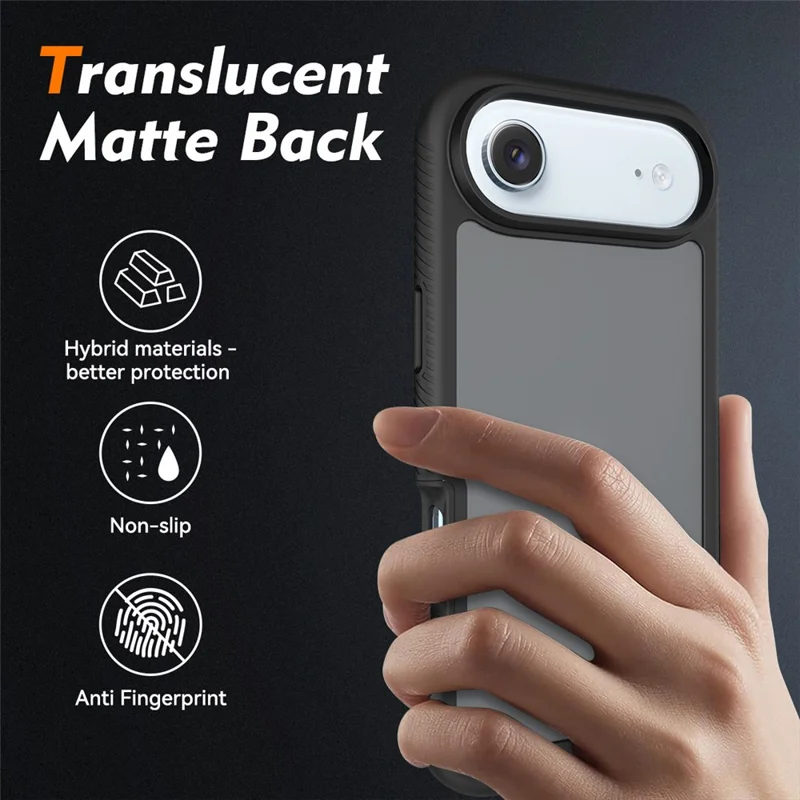 For iPhone Air Case Translucent Matte Anti-Fingerprint PC + TPU 2 in 1 Phone Protective Cover - Black