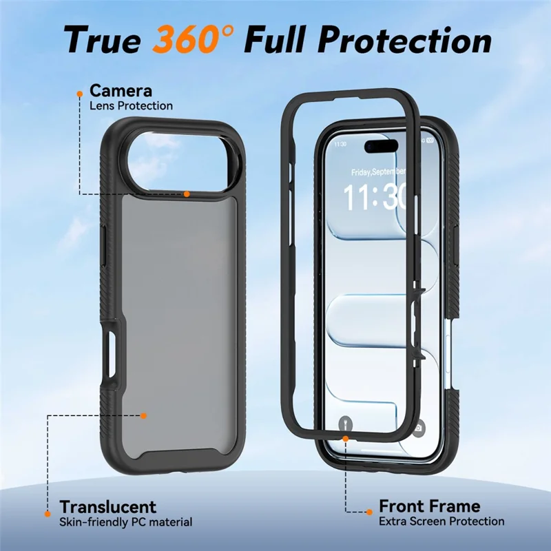 For iPhone Air Case Translucent Matte Anti-Fingerprint PC + TPU 2 in 1 Phone Protective Cover - Black