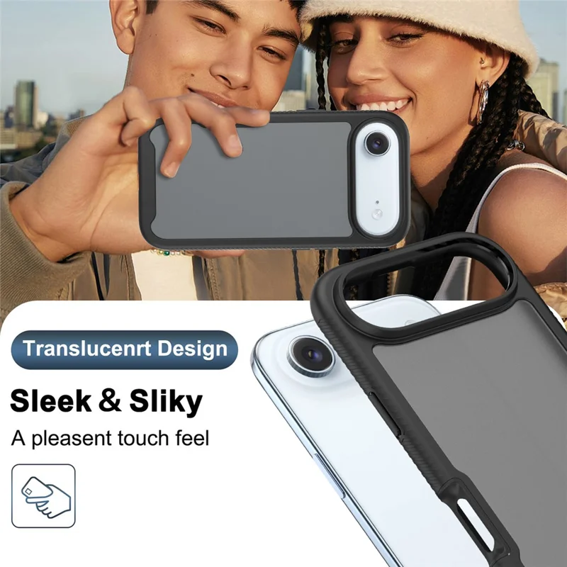 For iPhone Air Case Translucent Matte Anti-Fingerprint PC + TPU 2 in 1 Phone Protective Cover - Black