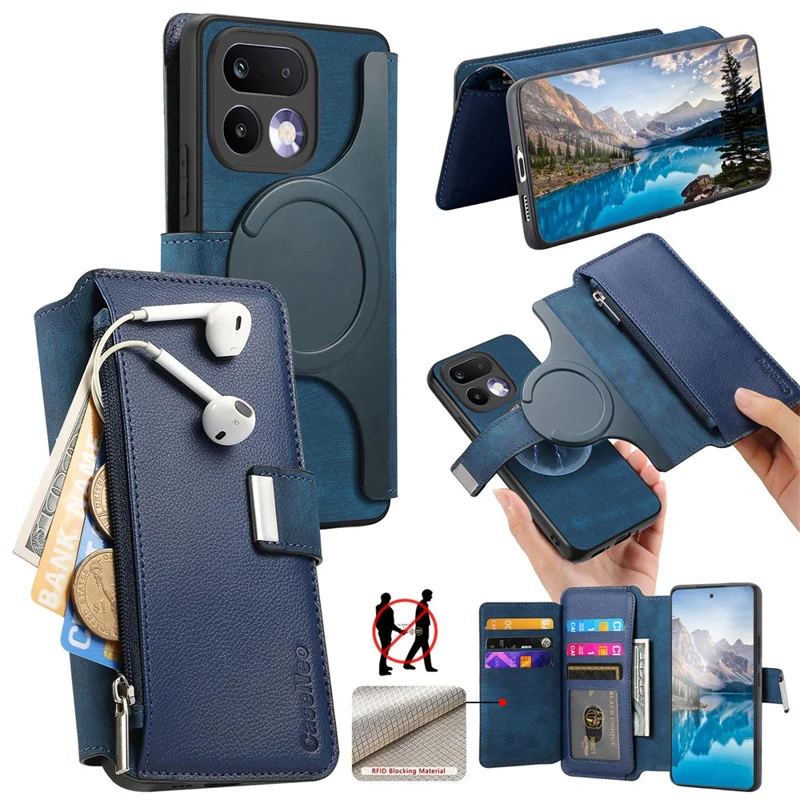 CASENEO MW-02 For Realme 16 Pro+ 5G Case Detachable Magnetic Leather Flip Cover - Blue