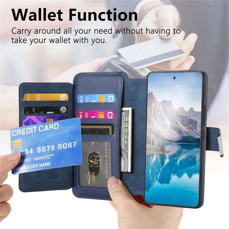 CASENEO MW-02 For Realme 16 Pro+ 5G Case Detachable Magnetic Leather Flip Cover - Blue